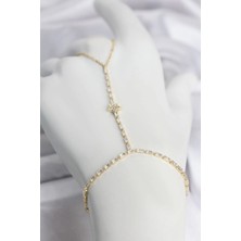 Inure Jewelry Gold Renk Pirinç Zirkon Taşlı Yıldız Model Şahmeran