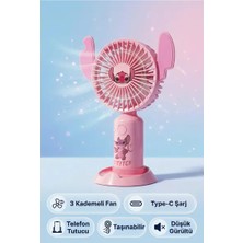 Byanes Taşınabilir Mini Fan, 3 Kademe Sessiz Vantilatör, Type-C Şarjlı, Telefon Tutucu