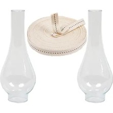 Byanes 14 Gaz Lambası Camı Seti, 2'li, 1 mt Fitil, 2 Cm, Kaliteli ve Dayanıklı