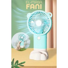 Byanes Taşınabilir Mini Fan, Seyahat ve Masaüstü Şarjlı El Fanı Turkuaz