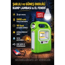 Byanes Çok Fonksiyonlu Solarlı Kamp Lambası ve Powerbank Seti, LED Işıldak