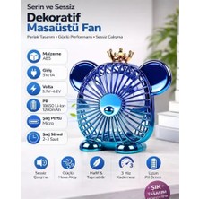 Byanes Sevimli Ayıcık Tasarımlı 1200 Mah Şarjlı Taşınabilir Mini Masaüstü Fan