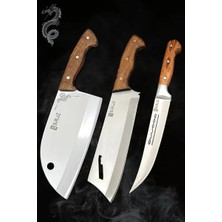 Byanes Outdoor Set: 3 Parça Kamp ve Piknik Bıçakları, Kılıf Hediyeli