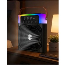 Byanes USB Şarjlı Mini Masaüstü Sprey Fan, Rgb Işıkla Taşınabilir Soğutucu