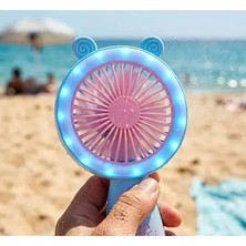 Byanes Sevimli Karakter Mini El Vantilatörü USB Şarjlı, LED Gece Lambası ve Fan
