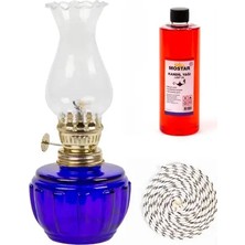 Byanes Mor Hatıra Gaz Lambası Seti, 400 ml Kokusuz Kandil Yağı ve 1 mt Fitil