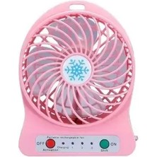 Byanes Mini Şarjlı Masa Üstü Fan, 3 Kademeli, Pembe, Taşınabilir, USB Destekli