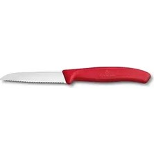 Byanes 8cm Tırtıklı Kırmızı Soyma Bıçağı, Dayanıklı ve Şık Tasarım