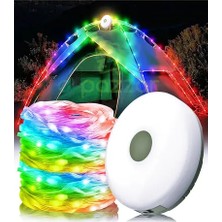 Byanes 8 mt Rgb Işık Dizeleri, Bahçe ve Kamp Için Şarjlı Aydınlatma