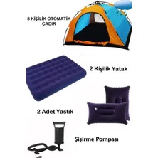 Byanes 8 Kişilik Otomatik Kamp Seti, Çift Yatak ve Yastık, Şişirme Pompası