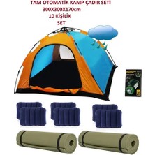 Byanes 10 Kişilik Otomatik Çadır Seti, Kamp Matı, Yastık ve Solar Lamba