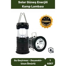 Byanes Alev Etkili Taşınabilir Kamp Lamba, Solar ve USB Şarjlı, Askı Aparatıyla