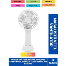 Byanes Sessiz 3 Kademeli Hafif Kablosuz Taşınabilir USB Masa Fanı