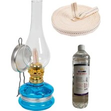 Byanes Nostaljik Dekoratif Gaz Lambası Seti 250 ml Mavi Fitil ve Kandil Yakıtı ile