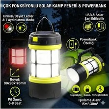 Byanes Şarjlı ve Güneş Enerjili 10W Kamp Lambası, 8 Saat Parlak Aydınlatma