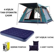 Byanes 4 Kişilik Otomatik Tenteli Kamp Çadırı ve Çift Kişilik Şişme Yatak Seti