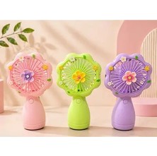 Byanes Mini El Fanı, Çiçek Tasarımlı, USB Şarjlı, Sessiz ve Taşınabilir, 15X3X9 cm
