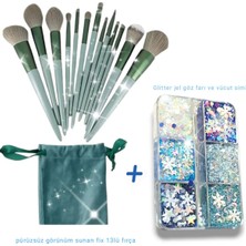 Hb Tasarım 13 Lü Fix Fırça Frozen Glitter Jel Far Yüz ve Vücut Simi