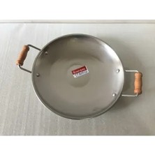 Byanes Krom Çelik Kavurma Sacı 41 Cm, Ahşap Kulplu, Kamp ve Piknik Için