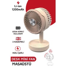 Byanes Mini Masaüstü Vantilatör, Teleskopik 3 Kademe, Type-C Hızlı Şarjli Soğutucu