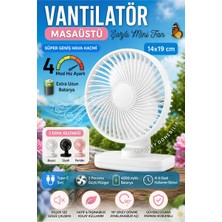 Byanes Taşınabilir Mini Fan, Type-C Şarjlı, 4 Mod, Hız Ayarlı, Masaüstü Vantilatör