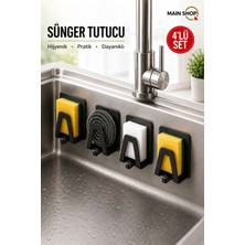 MAİN SHOP 4 Adet Musluk Yanı Sünger Askılığı Evye Sünger'liği Banyo Mutfak Kancalı Düzenleyici M-Sng2