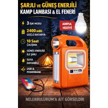Byanes Güneş Enerjili USB Şarjlı Kamp ve Bahçe Lambası, Ampul Hediyeli