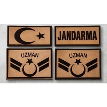 Çukurova Ütü Bizon Derisinden Combat Tişort Için 3 Lü Takım ''rütbe, Türk Bayrağı ve Jandarma'' Patch Peç