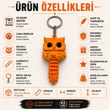 3D Baskı Hareketli Baykuş Anahtarlık – Esnek Kuyruklu Dekoratif Baykuş Figürü – Koleksiyonluk ve Hediyelik