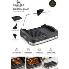 Gazzella Elektrikli Izgara Dumansız Mangal Cam Kapaklı 2400 Watt Ev Tipi Barbekü Izgara