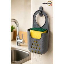 MAİN SHOP Pratik Asılabilir Silikon Bulaşık Evye Üstü Süngerlik Düzenleyici Askılı Süngerlik Antrasit Renk M-125