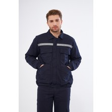 Orange Safety Mont 7/7 Gabardin %100 Pamuk Reflektörlü Kapitoneli Kışlık Lacivert