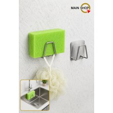 MAİN SHOP Main Shop 1 Adet Bulaşık Süngeri Tutacağı 3 M Yapışkanlı Paslanmaz Çelik Bulaşık Sünger Tutucu Çok Amaçlı Askı M- SNG1