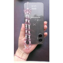 Hb Tasarım Pembe Kalp ve Kurdele Figürlü Telefon Charmı Telefon Süsü