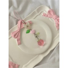 Hb Tasarım Fiyonklu Şeftali Y2K Fairycore Coquette Telefon Charmı Telefon Ipi