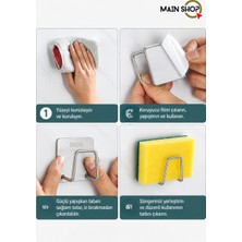 MAİN SHOP 1 Adet Bulaşık Süngeri Tutacağı Yapışkanlı Paslanmaz Çelik Bulaşık Sünger Tutucu 3 M Çok Amaçlı Askı M- SNG1