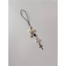 Hb Tasarım Pearly Star Cross Gothic Telefon Charmı