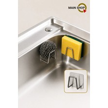 MAİN SHOP 1 Adet Bulaşık Süngeri Tutacağı 3 M Yapışkanlı Paslanmaz Çelik Bulaşık Sünger Tutucu Çok Amaçlı Askı M- SNG1