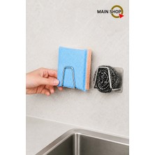 MAİN SHOP 1 Adet Bulaşık Süngeri Tutacağı 3 M Yapışkanlı Paslanmaz Çelik Bulaşık Sünger Tutucu Çok Amaçlı Askı M- SNG1