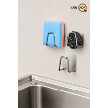 MAİN SHOP 1 Adet Bulaşık Süngeri Tutacağı 3 M Yapışkanlı Paslanmaz Çelik Bulaşık Sünger Tutucu Çok Amaçlı Askı M- SNG1