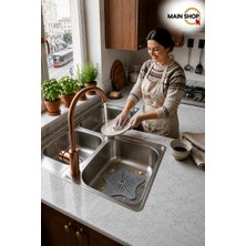 Main Shop Vantuzlu Silikon Kaymaz Yıldız Lavabo Ve Küvet Süzgeci Yıldız Süzgeç Antrasit Renk