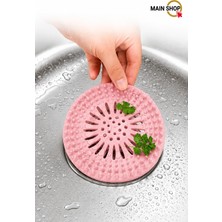 MAİN SHOP Yuvarlak Silikon Lavabo ve Küvet Süzgeci, Lavabo Tıkacı Gider Koruyucu Pembe Renk M-140