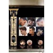 M Merc Giyim Tıraş Makinesi Şarjlı Profesyonel Saç Kesme Makinesi Gold Çizik Tıraş