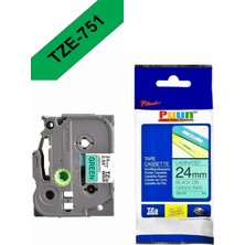 Puun Brother TZE-751 24MM*8MT Yeşil Üzerine Siyah Laminasyonlu Muadil Etiket (Tze Tape)