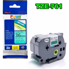 Puun Brother TZE-S761 36MM*8MT Yeşil Üzerine Siyah Güçlü Yapışkanlı Laminasyonlu Muadil Etiket (Tze Tape)