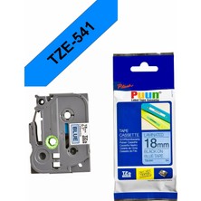 Puun Brother TZE-541 18MM*8MT Mavi  Üzerine Siyah Laminasyonlu Muadil Etiket (Tze Tape)