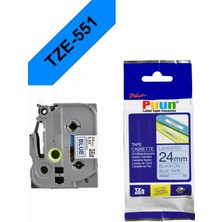 Puun Brother TZE-S551 24MM*8MT Mavi Üzerine Siyah Güçlü Yapışkanlı Laminasyonlu Muadil Etiket (Tze Tape)