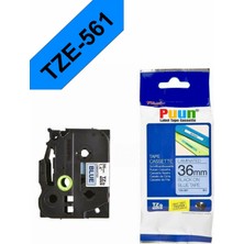 Puun Brother TZE-S561 36MM*8MT Mavi  Üzerine Siyah Güçlü Yapışkanlı Laminasyonlu Muadil Etiket (Tze Tape)