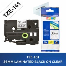 Puun Brother TZE-161 36MM*8MT Şeffaf Üzerine Siyah Laminasyonlu Muadil Etiket (Tze Tape)