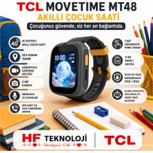 Tcl Görüntülü ve Sesli Görüşme, IP68 + 2ATM Suya Dayanıklılık, Movetime MT48 Siyah Akıllı Çocuk Saati